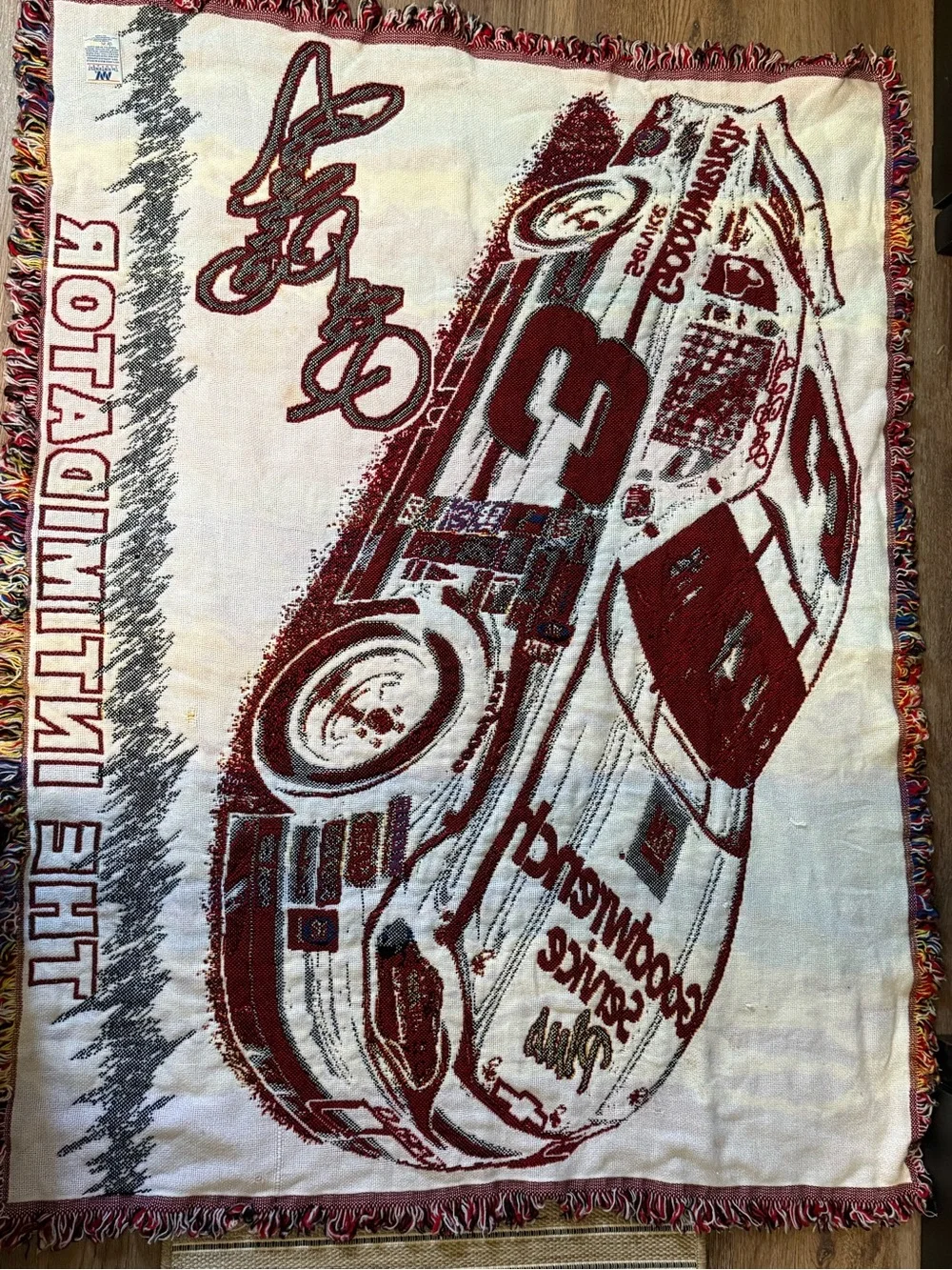 Dale Earnhardt Sr. #3 Acrylic Tapestry Throw Blanket 54” x 41” Fringe Nascar